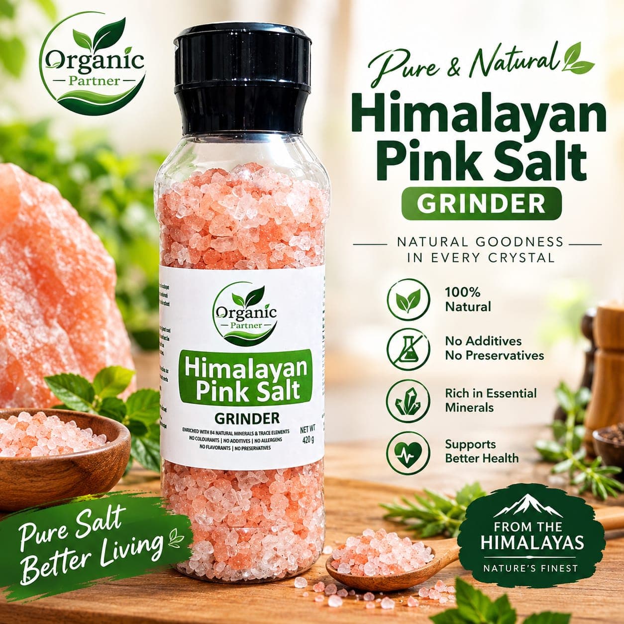 Pink Salt Grinder (420 gm)